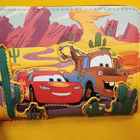 Loungefly Disney Pixar Cars Lightning McQueen and Mater Desert Zip Wallet NEW - Picture 3 of 14